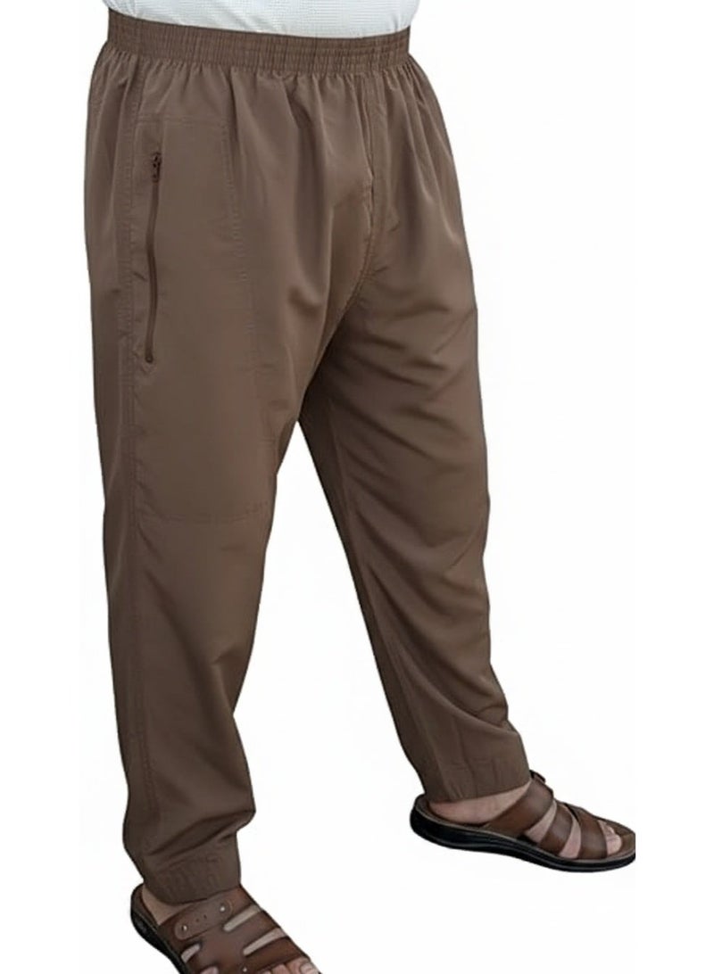Galabeya Under Trousers – Comfortable Fabric with High-Quality Stitching, Full-Length Reinforced Sewing and Wide Pocket | Brown - Image 1